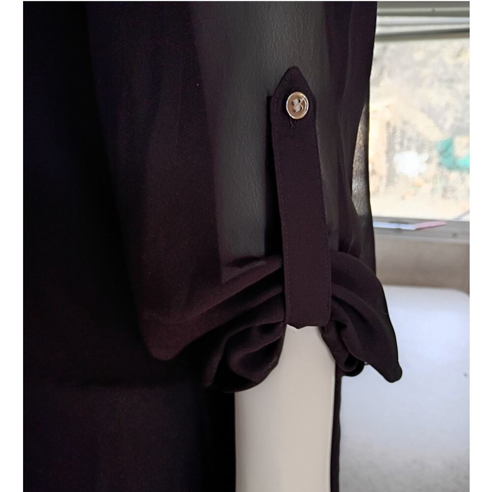 Lane Bryant Black Layered Hem Button Front Blouse 18/20 Minimalist Workwear Chic - Picture 4 of 12